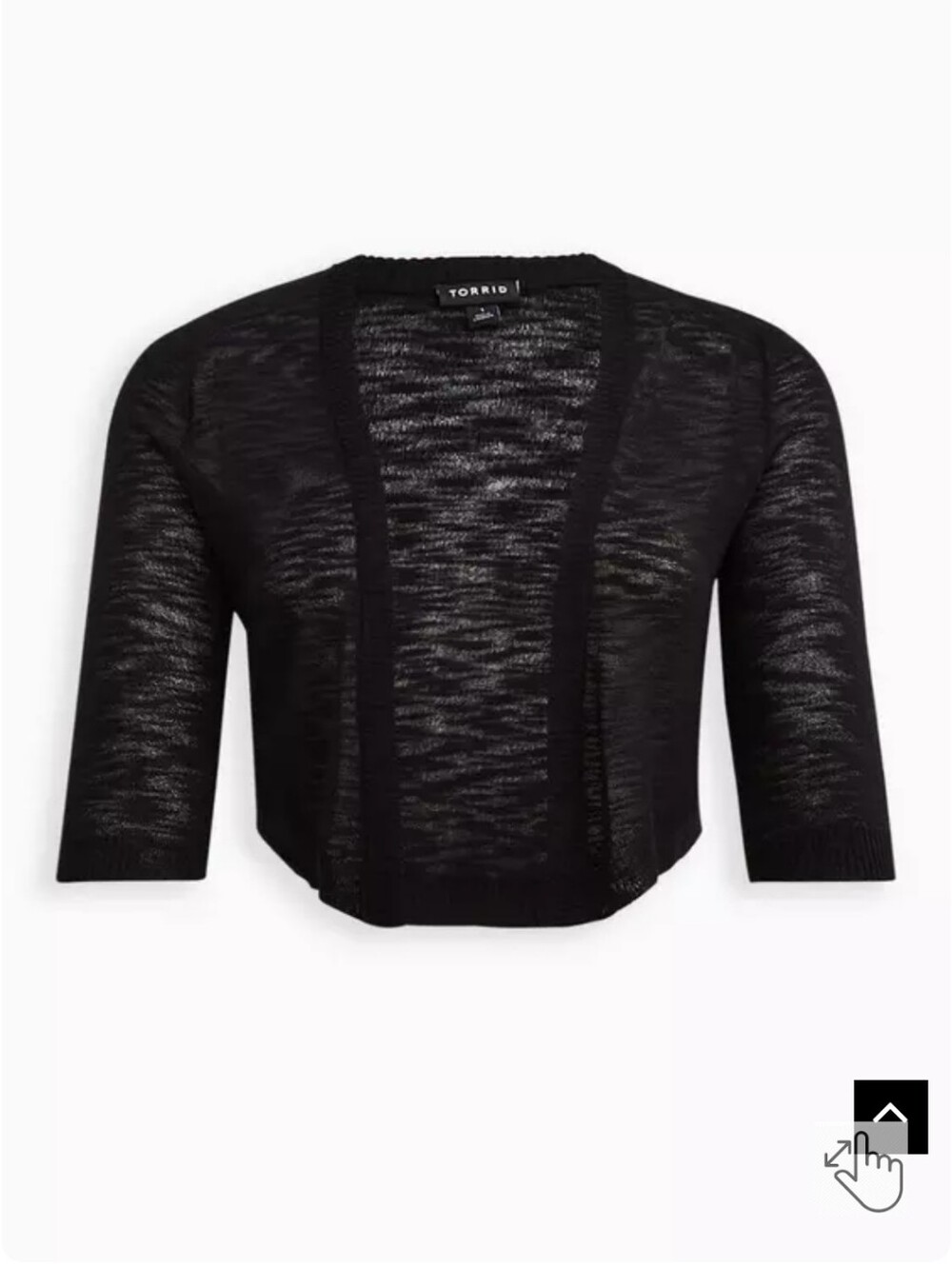 torrid Black Cropped Open-Front Sheer Cardigan